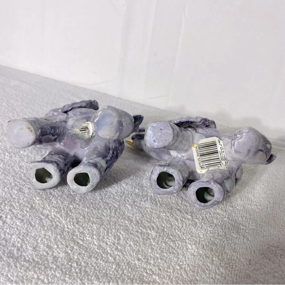 Vintage Marbled Purple Porcelain Elephants X2 - Picture 9 of 12